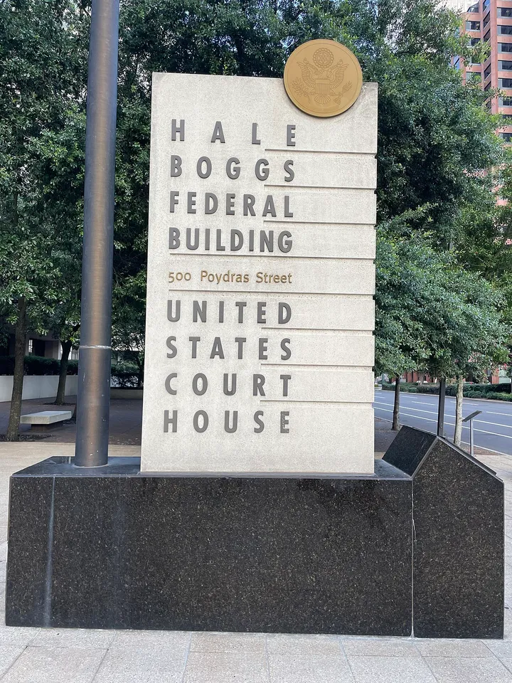 Context photograph: Hale Boggs Federal Building and United States Courthouse sign.jpg